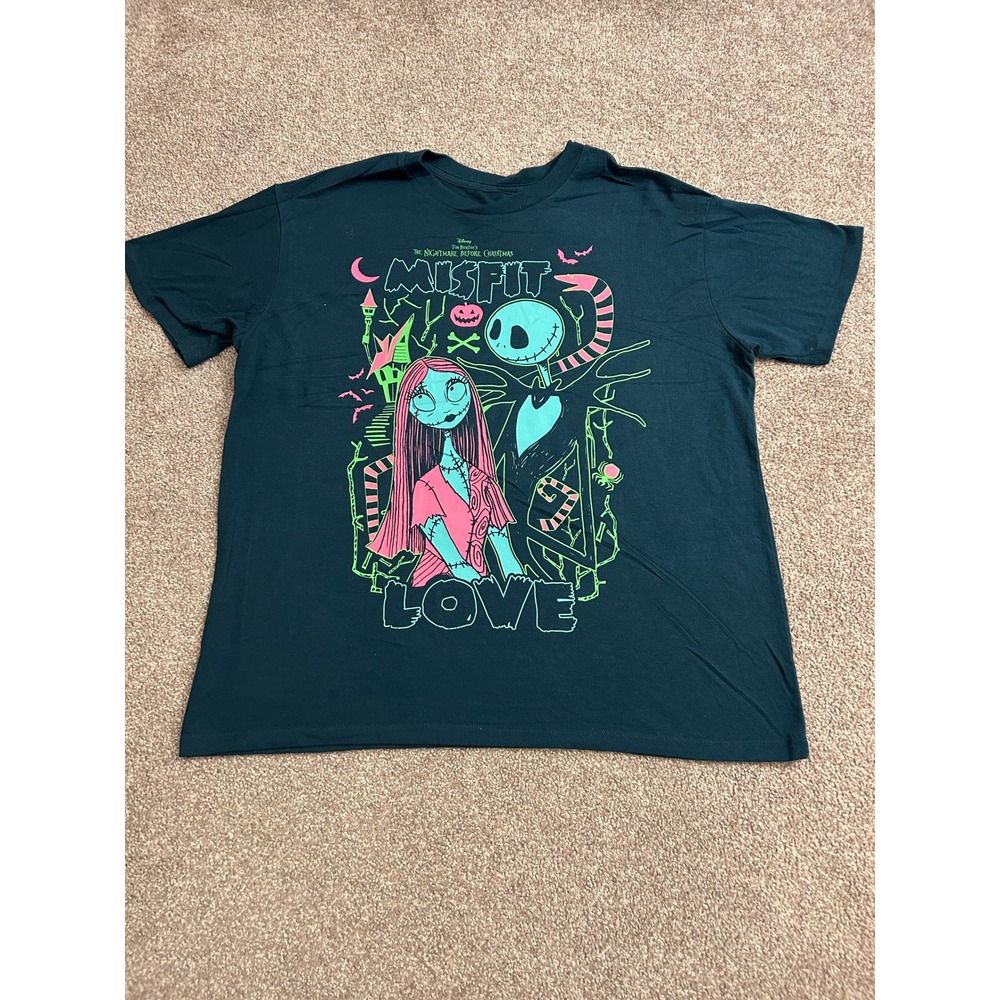 Disney Nightmare Before Christmas Shirt Youth M 8/10 Teal Misfit Love Excellent